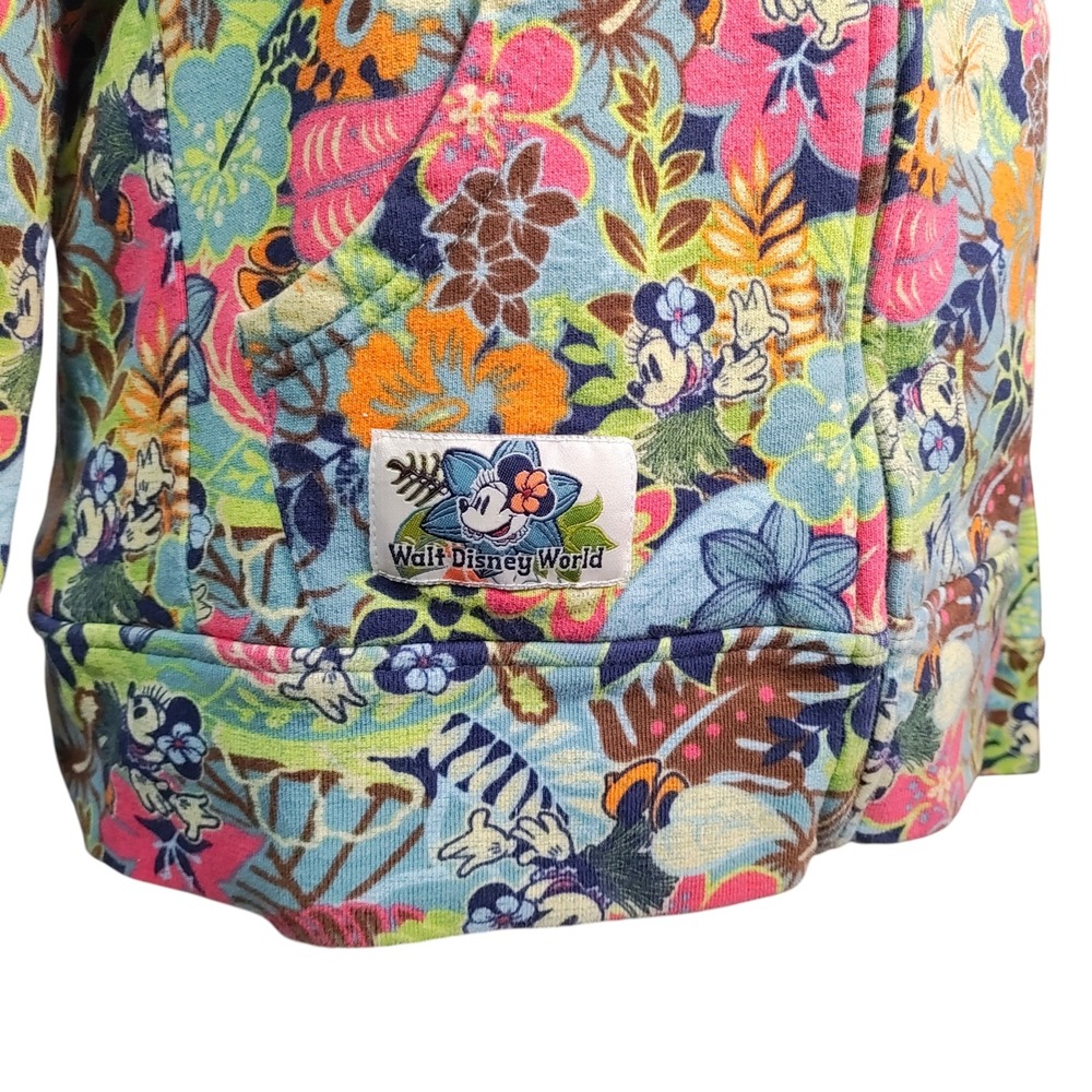 Disney World Minnie Mouse Tropical Full Hawaiian Maximalist Hula Zip Hoodie XL - Picture 6 of 11